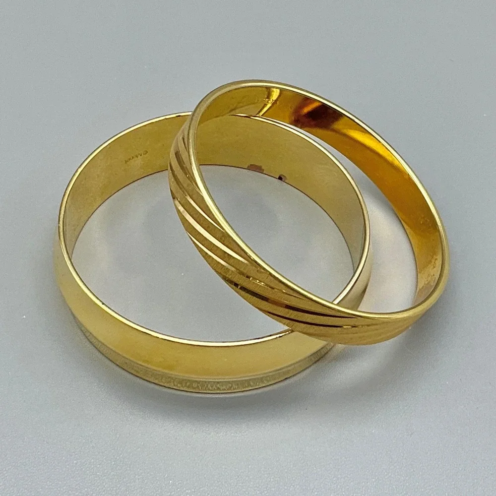 Monet Bracelet Women Gold Tone Vintage Textured Bangle Set Jewelry 7.5 Inches